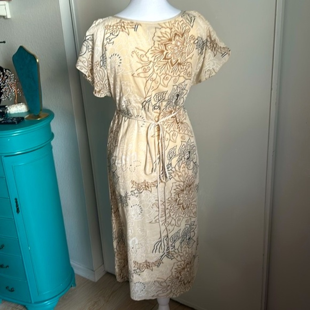 Free People Floral Split Cap Flutter Sleeve Year Round Cotton Gauze Midi Dress - Picture 6 of 13